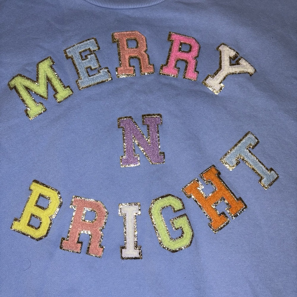 Judith March Merry n bright Sz L blue Oversized Pullover Boxy - Picture 2 of 9